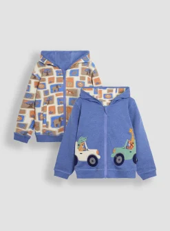 JOJO MAMAN BÉBÉ Safari Animals Applique Reversible Hoodie Up To 3 mths