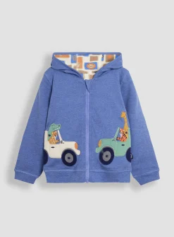 JOJO MAMAN BÉBÉ Safari Animals Applique Reversible Hoodie Up To 3 mths