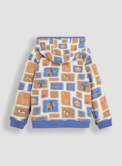 JOJO MAMAN BÉBÉ Safari Animals Applique Reversible Hoodie Up To 3 mths
