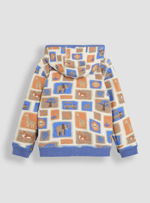 JOJO MAMAN BÉBÉ Safari Animals Applique Reversible Hoodie Up To 3 mths
