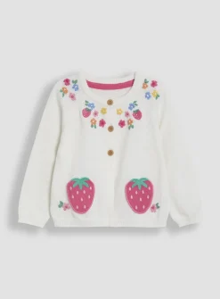 JOJO MAMAN BÉBÉ Strawberry Applique Pocket Cardigan 6-12 months