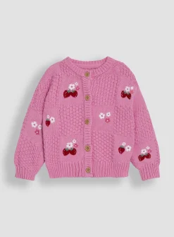 JOJO MAMAN BÉBÉ Strawberry Embroidered Cardigan 6-12 months