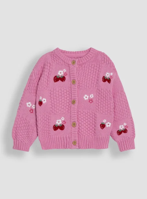 JOJO MAMAN BÉBÉ Strawberry Embroidered Cardigan 6-12 months