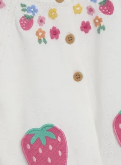 JOJO MAMAN BÉBÉ Strawberry Applique Pocket Cardigan 6-12 months