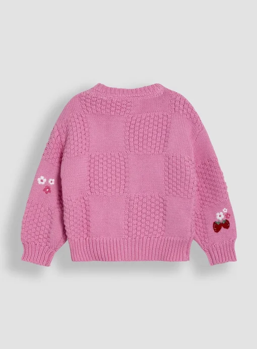 JOJO MAMAN BÉBÉ Strawberry Embroidered Cardigan 6-12 months
