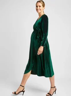 JOJO MAMAN BÉBÉ Velvet Maternity & Nursing Wrap Dress S