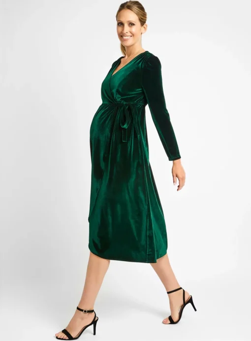 JOJO MAMAN BÉBÉ Velvet Maternity & Nursing Wrap Dress S