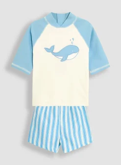JOJO MAMAN BÉBÉ Whale 2 Piece Rash Vest Set 6-12 months