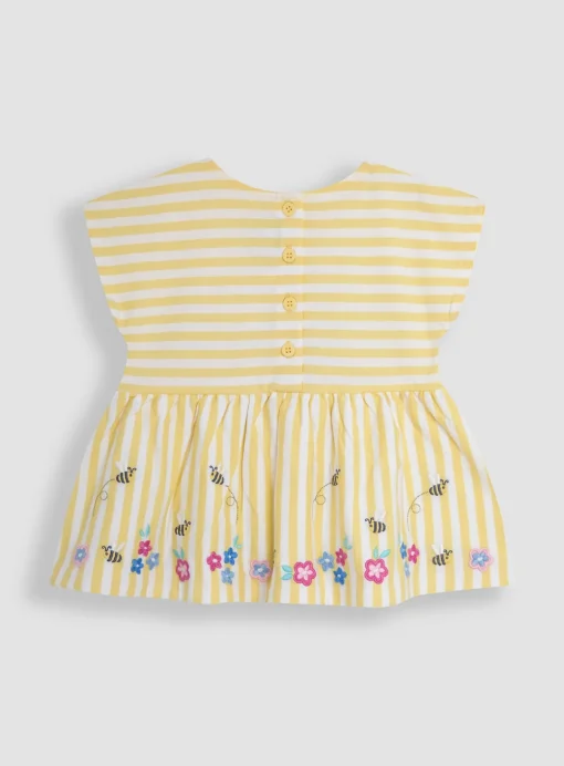JOJO MAMAN BÉBÉ Yellow Bee & Flower Print Embroidered Gathered Waist T-Shirt & Shorts Set 2 Piece 6-12 months