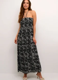 KAFFE Amber Tie Neck Strapless Maxi Dress Multi 10