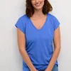 KAFFE Lise V Neck Short Sleeve T Shirt Blue S