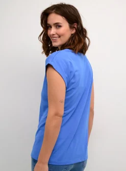 KAFFE Lise V Neck Short Sleeve T Shirt Blue S