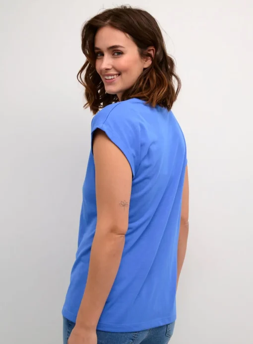 KAFFE Lise V Neck Short Sleeve T Shirt Blue S