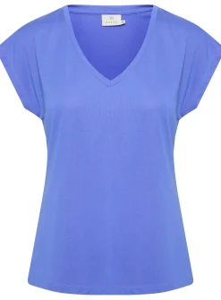 KAFFE Lise V Neck Short Sleeve T Shirt Blue S