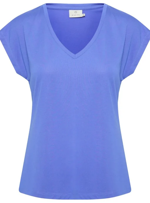 KAFFE Lise V Neck Short Sleeve T Shirt Blue S