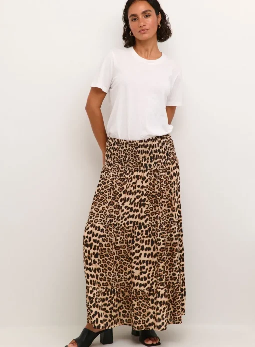 KAFFE Maxi Smock Waist A Line Fit Skirt Multi XS-S