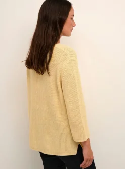 KAFFE Merian V Neck Cropped Sleeve Pullover Yellow XS