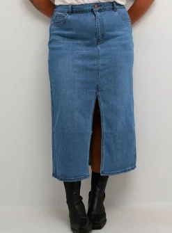 KAFFE Sinem Denim Midi Length Skirt 10
