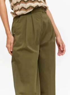 Khaki Barrel Leg Chino Trousers 8L