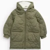 Khaki Borg Lined Quilted Coat 13-14 years