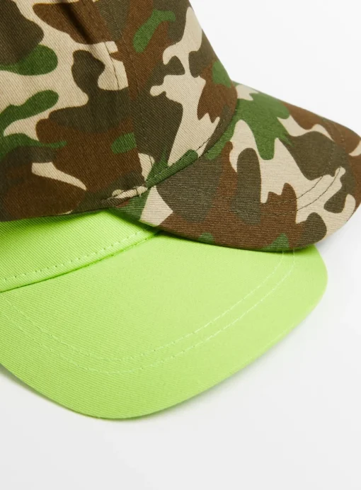 Khaki Camo & Green Caps 2 Pack 1-2 years