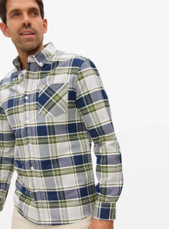 Khaki Check Slim Fit Oxford Shirt M