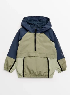 Khaki Colour Block Overhead Shower Resistant Mac Coat 13-14 years