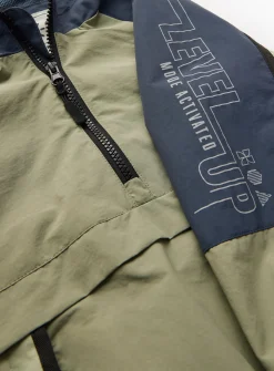 Khaki Colour Block Overhead Shower Resistant Mac Coat 13-14 years