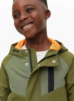 Khaki Contrast Shower Resistant Hooded Mac Coat 7-8 years