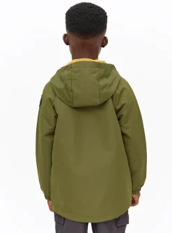 Khaki Contrast Shower Resistant Hooded Mac Coat 7-8 years