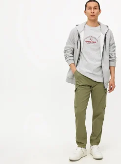 Khaki Cuffed Cargo Trousers 42R