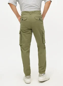 Khaki Cuffed Cargo Trousers 42R