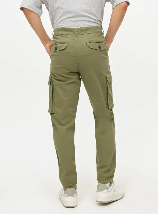 Khaki Cuffed Cargo Trousers 42R