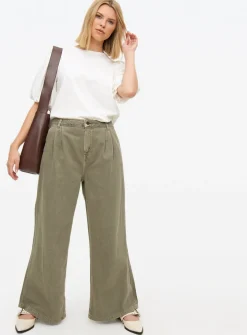 Khaki Denim Ultra Wide Leg Jeans 22L