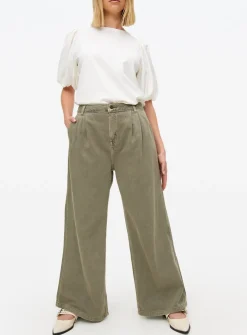 Khaki Denim Ultra Wide Leg Jeans 22L
