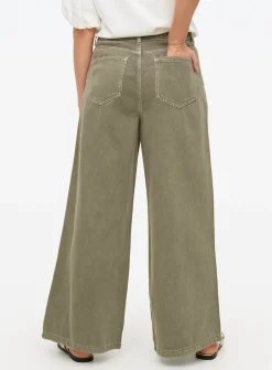 Khaki Denim Ultra Wide Leg Jeans 22L