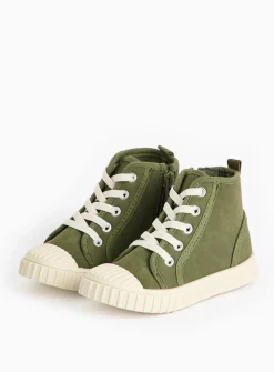 Khaki Faux Suede High Top Trainers 8 Infant
