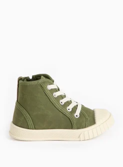 Khaki Faux Suede High Top Trainers 8 Infant