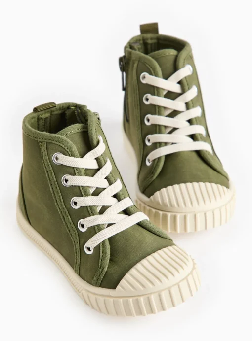 Khaki Faux Suede High Top Trainers 8 Infant