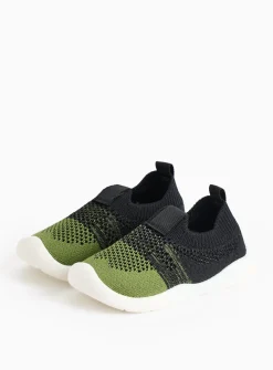 Khaki Knitted Slip On Trainers 6 Infant