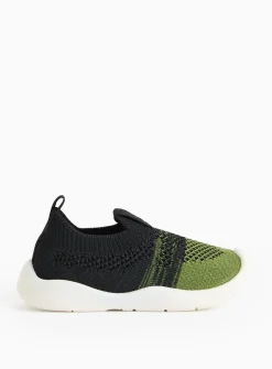 Khaki Knitted Slip On Trainers 6 Infant