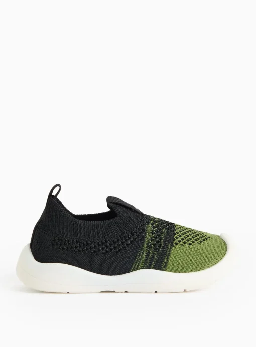Khaki Knitted Slip On Trainers 6 Infant