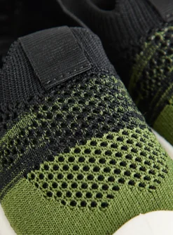 Khaki Knitted Slip On Trainers 6 Infant