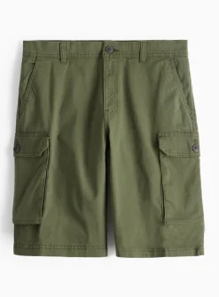 Khaki Longer Length Cargo Shorts 30