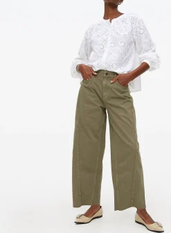 Khaki Relaxed Denim Barrel Leg Jeans 14L