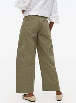 Khaki Relaxed Denim Barrel Leg Jeans 14L