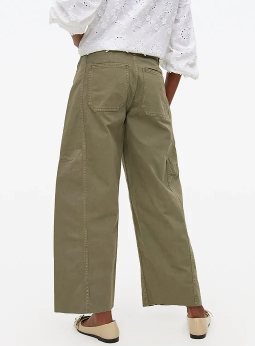 Khaki Relaxed Denim Barrel Leg Jeans 14L