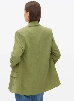 Khaki Ruched Sleeve Lightweight Blazer 16