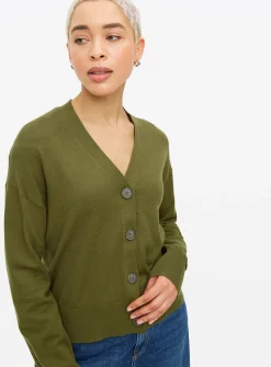 Khaki Soft Touch Cropped Cardigan 8