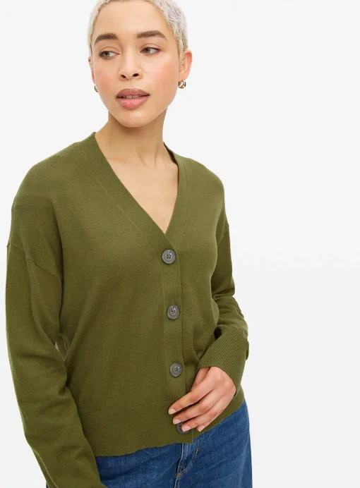 Khaki Soft Touch Cropped Cardigan 8